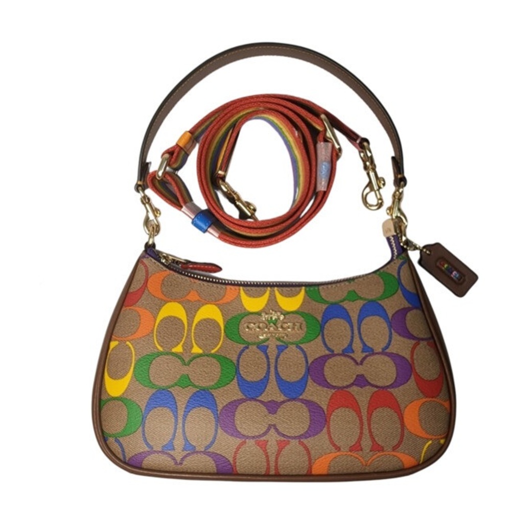 Coach Brown and Red Shoulder Bag with Classic Elegance. Pride edition.